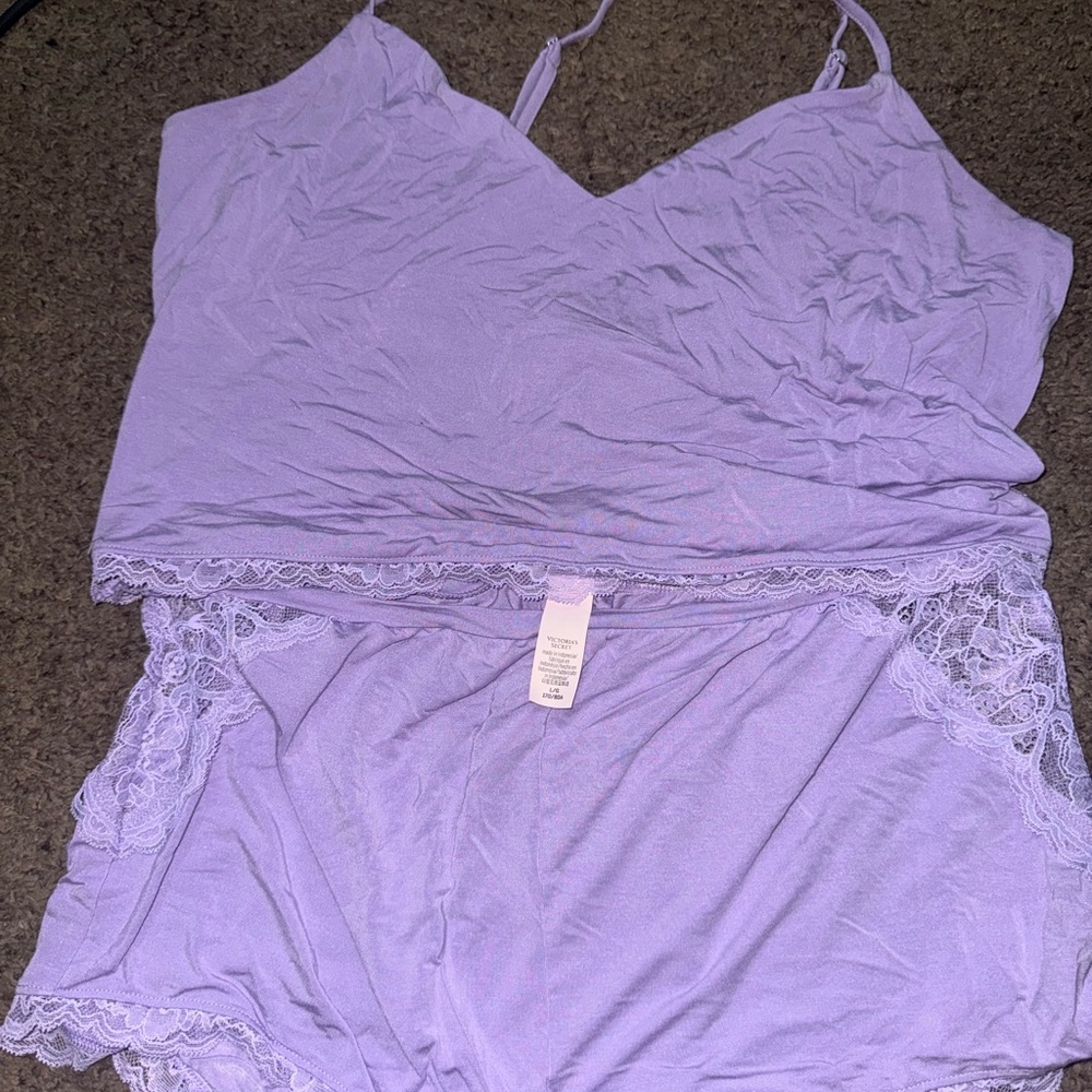 Victoria’s Secret Lavender Lace Trim Modal Sleepwear Set